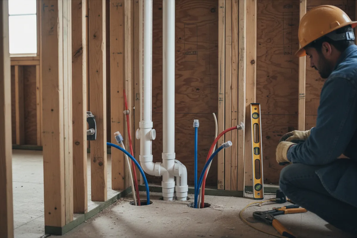 Drain and supply rough-in during Drain Cleaning in Monterey